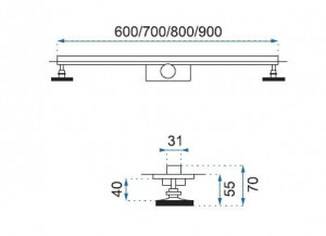Set rigola pentru dus cu capac Neo Slim Pro Crom - 70 cm - Img 3