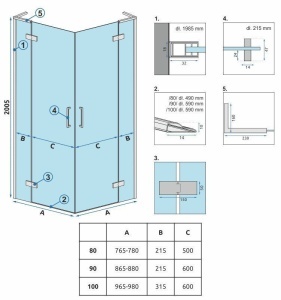 Cabina dus REA Hugo Double 90x100 Copper Brush - Img 4