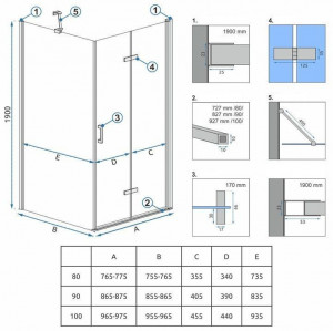 Cabina dus Rea Molier Chrom 90x90 - Img 5