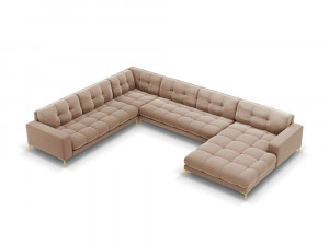 Coltar 7 locuri Bali U velvet/picioare gold – L327 x l256 x h75 - Img 2
