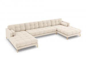 Coltar 7 locuri tapitat Bali picioare gold – L383 x l185 x h75 - Img 1
