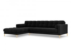 Coltar tapitat Bali 5 locuri velvet/picioare gold – L293 x l185 x h75 - Img 13