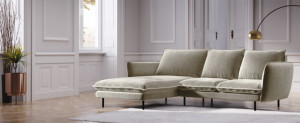 Coltar tapitat Vienna 5 locuri velvet/picioare negre – L255 x l170 x h95 - Img 6
