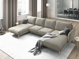 Coltar tapitat Vienna 6 locuri velvet/picioare gold – L350 x l170 x h95 - Img 2