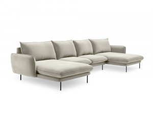 Coltar tapitat Vienna 6 locuri velvet/picioare negru – L350 x l170 x h95