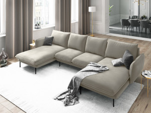 Coltar tapitat Vienna 6 locuri velvet/picioare negru – L350 x l170 x h95 - Img 5