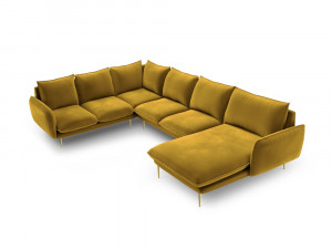 Coltar tapitat Vienna 7 locuri velvet/picioare gold – L330 x l235 x h95 - Img 15