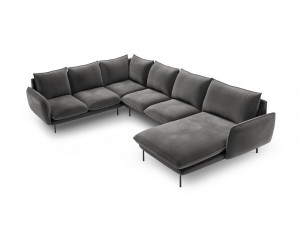 Coltar tapitat Vienna 7 locuri velvet/picioare negre – L330 x l235 x h95 - Img 14