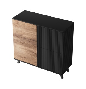 Comoda Random KM2 stejar wotan/negru - L100 x A40 x h95 cm - Img 14