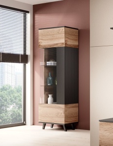 Corp depozitare Random W1 stejar wotan/negru - L60 x A40 x h182 cm - Img 12