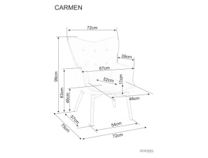 Fotoliu Carmen gri/negru mat Raven15 - Img 4