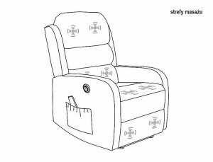 Fotoliu recliner cu functie de masaj Pegaz M velvet gri Blu14 - Img 2