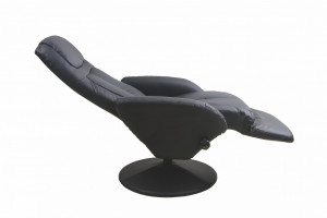 Fotoliu recliner cu functie de masaj Pulsar piele ecologica negru H106 cm - Img 2