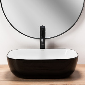 Lavoar Belinda ceramica sanitara negru/alb - 46,5 cm - Img 4