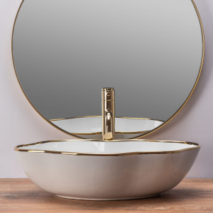 Lavoar Pearl Gold Edge ceramica sanitara alb – 51,5 cm - Img 5