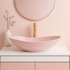 Lavoar pentru blat Rea Royal Powder Pink Matt - Img 2