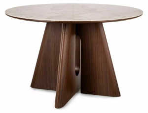 Masa rotunda Alzano Ceramic alb lucios/nuc ø120/h77 cm - Img 3