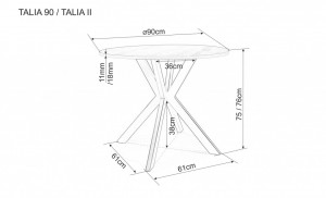 Masa rotunda Talia II nuc/negru mat - ø90 / h76 cm - Img 4