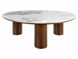 Măsuță de cafea Adelis alb lucios / nuc – L110 x l80 cm - Img 6