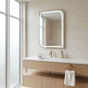 Oglindă LED ZONE 70X50 BRUSH GOLD - Img 3