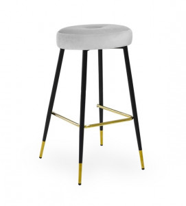 Scaun de bar Circo gri picioare negru/gold - H68 cm