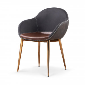 Scaun K304 piele ecologica gri maro - Img 2