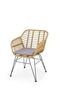 Scaun rattan K541 natur/gri