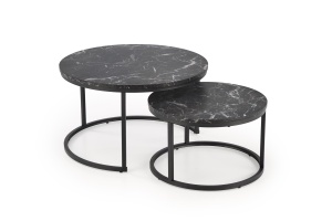 Set 2 mese de cafea Java marmura neagra/negru - Img 10