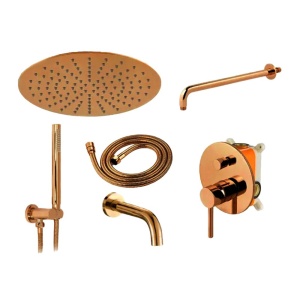 Set de duș incastrat Rea Lungo Copper Auriu cu BOX - Img 3