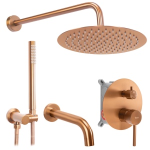 Set de duș incastrat Rea Lungo Copper Brush Auriu cu BOX