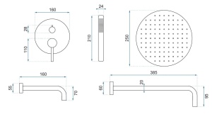 Set de duș incastrat Rea Lungo Copper Brush Auriu cu BOX - Img 7