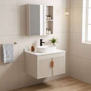 Set de mobilier de baie cu blat Modo 60cm Beige - Img 3