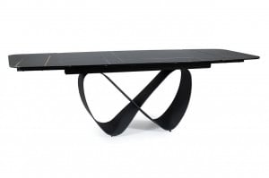 Set masa extensibila Infinity Ceramic negru/negru mat - L160-240 cm + 3 scaune Cherry piele olive + 2 scaune Cherry piele gri - Img 10
