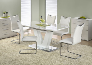 Set masa extensibila Mistral L160-220 cm + 6 scaune K224 albe