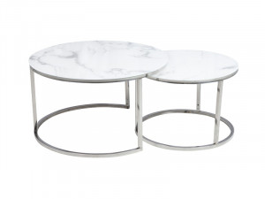 Set mese de cafea Atlanta B – Marmura Alba/Crom