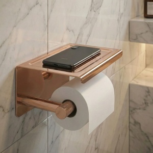 Suport pentru hârtie igienică cu poliță 6613 Modern Copper - Img 4