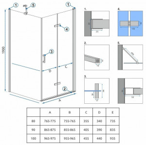 Cabina dus Rea Molier Chrom 80x80 - Img 5