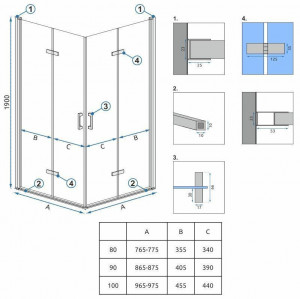 Cabina dus Rea Molier Chrome Double 100x100 - Img 4