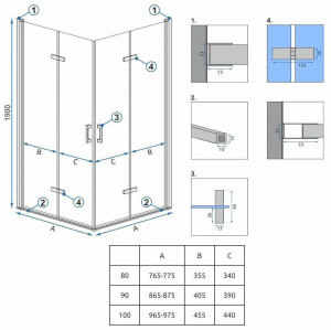 Cabina dus Rea Molier Chrome Double 80x100 - Img 4