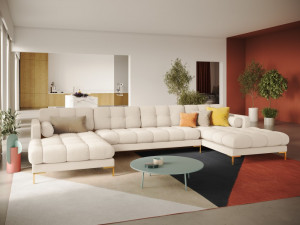 Coltar 7 locuri tapitat Bali picioare gold – L383 x l185 x h75 - Img 3