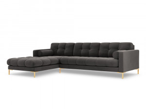 Coltar tapitat Bali 5 locuri velvet/picioare gold – L293 x l185 x h75 - Img 14