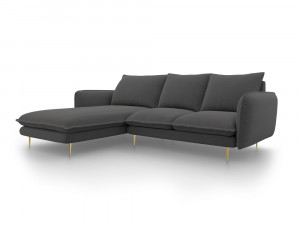 Coltar tapitat Vienna 5 locuri picioare gold – L255 x l170 x h95 - Img 3