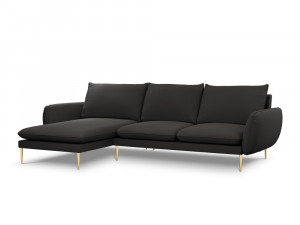 Coltar tapitat Vienna 5 locuri plusat/picioare gold – L255 x l170 x h95 - Img 2