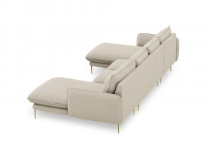 Coltar tapitat Vienna 6 locuri picioare gold – L350 x l170 x h95 - Img 2