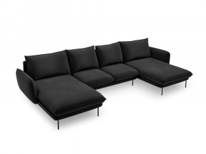Coltar tapitat Vienna 6 locuri velvet/picioare negru – L350 x l170 x h95 - Img 10