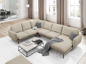 Coltar tapitat Vienna 7 locuri picioare negre – L330 x l235 x h95 - Img 3