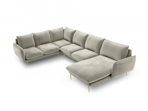 Coltar tapitat Vienna 7 locuri velvet/picioare gold – L330 x l235 x h95 - Img 2