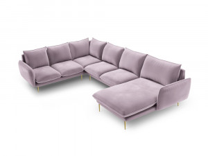 Coltar tapitat Vienna 7 locuri velvet/picioare gold – L330 x l235 x h95 - Img 11