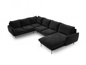 Coltar tapitat Vienna 7 locuri velvet/picioare negre – L330 x l235 x h95 - Img 10