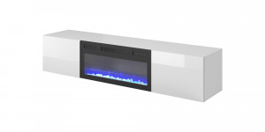 Comoda TV alba Livo RTV 180 cu semineu - Img 3